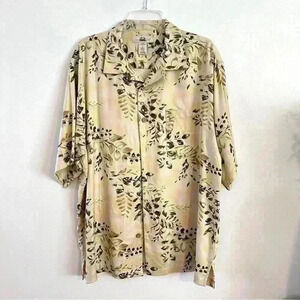 Banana Joe Hawaiian Polo Shirt Button Up 100% Silk Mens Size Large Casual Summer